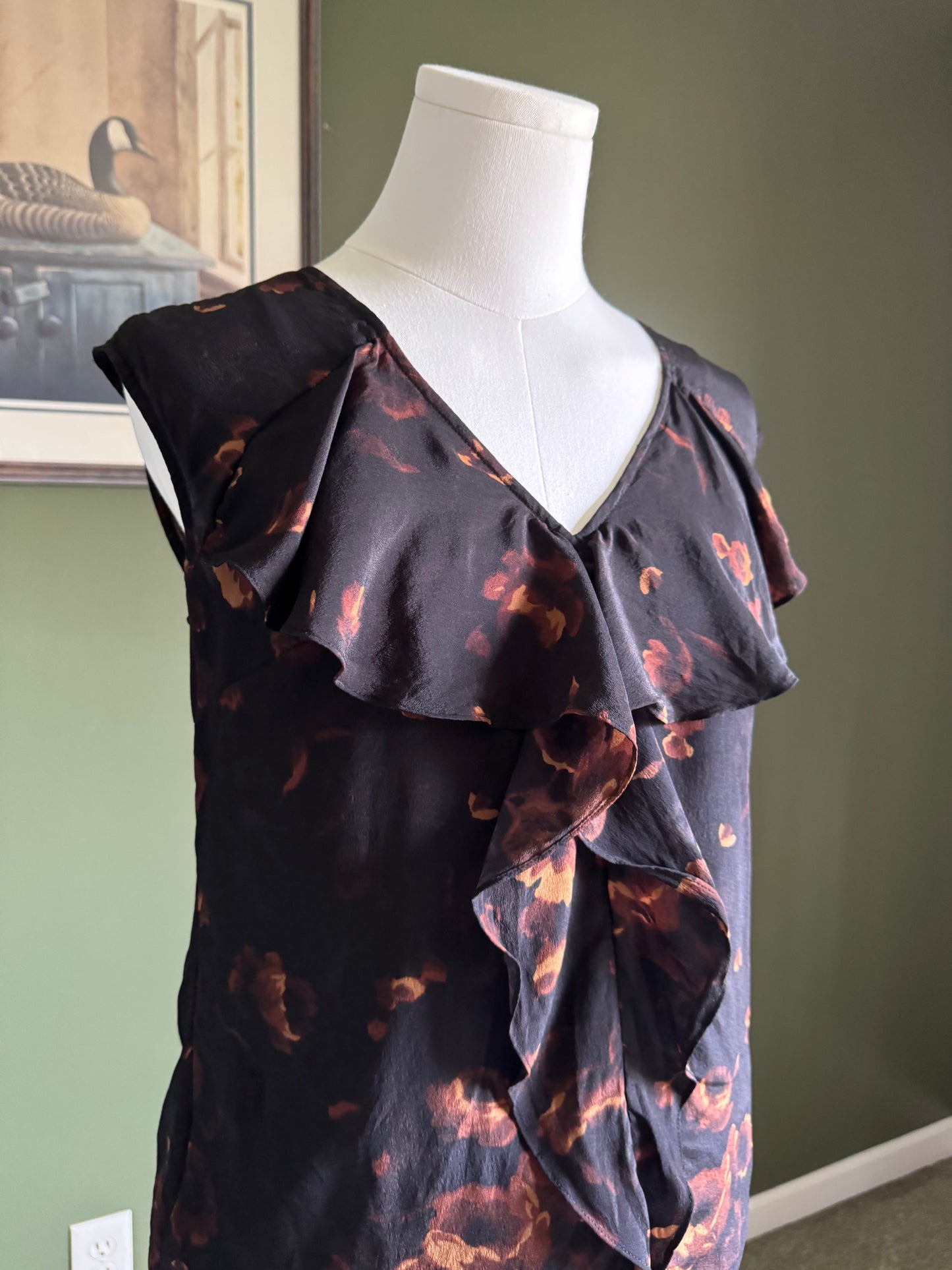 Talbots 100% Silk Ruffle Front Blouse – Size 4