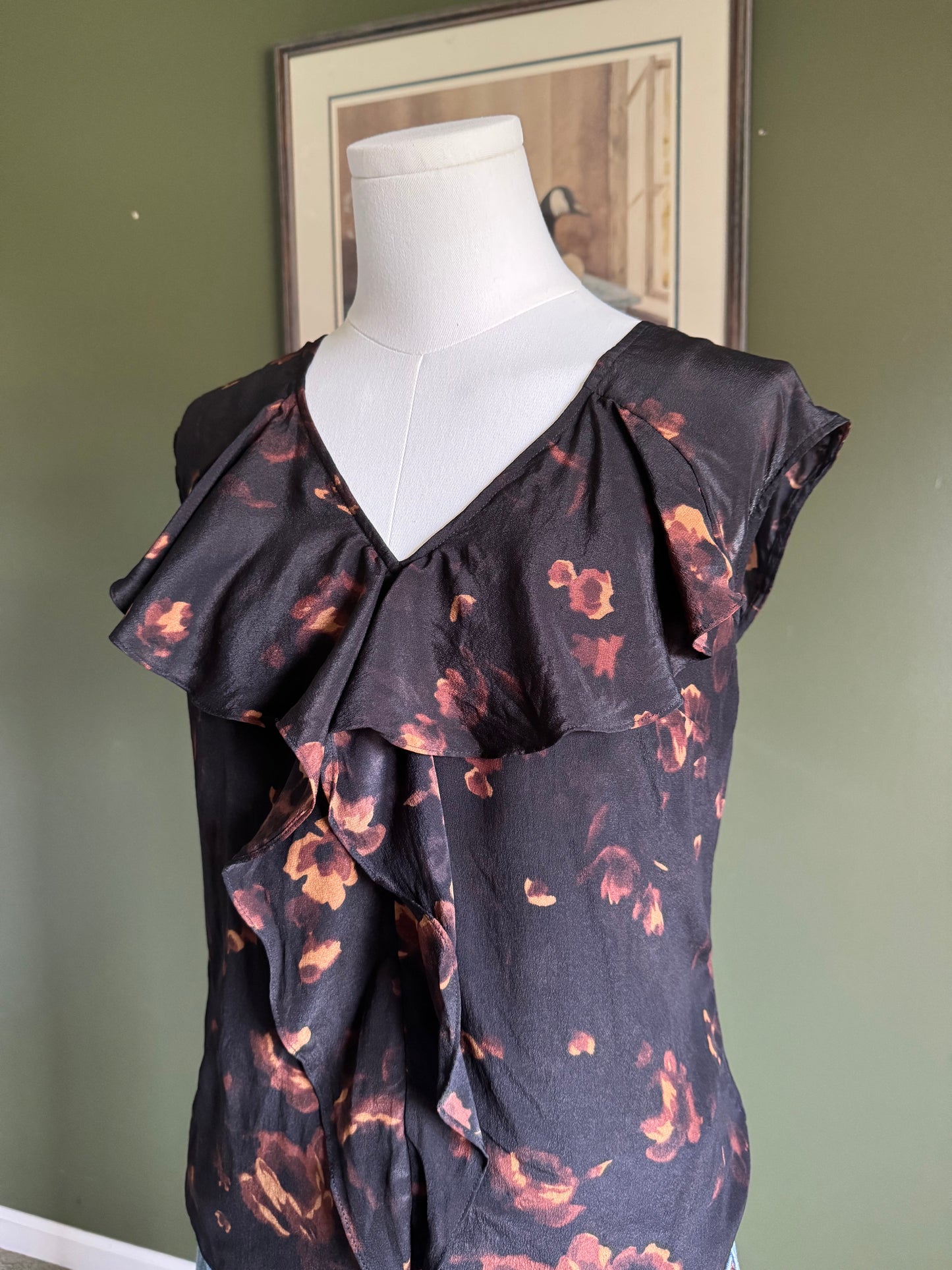Talbots 100% Silk Ruffle Front Blouse – Size 4