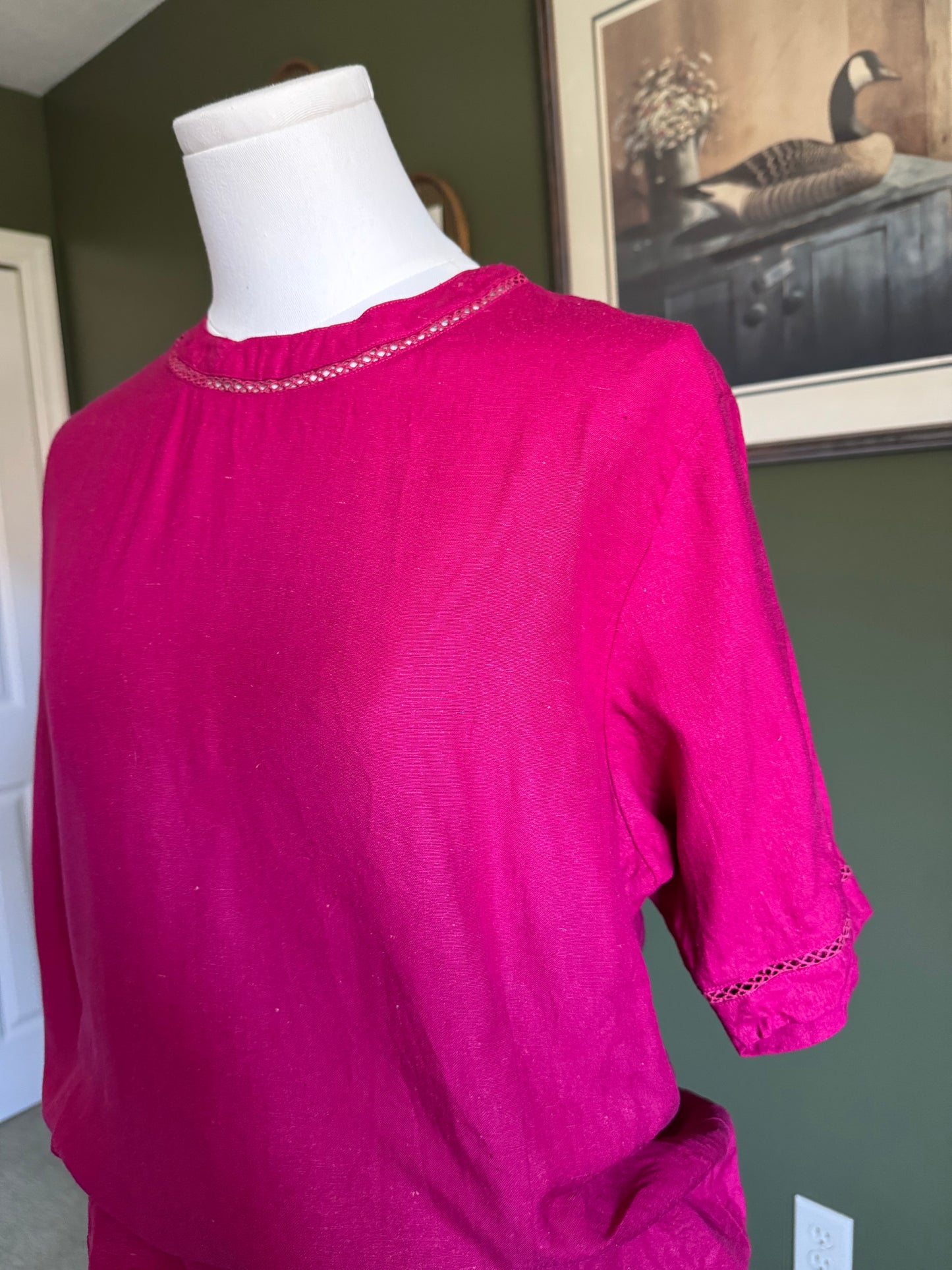 Vintage Talbots Magenta Silk Blouse – Size 16